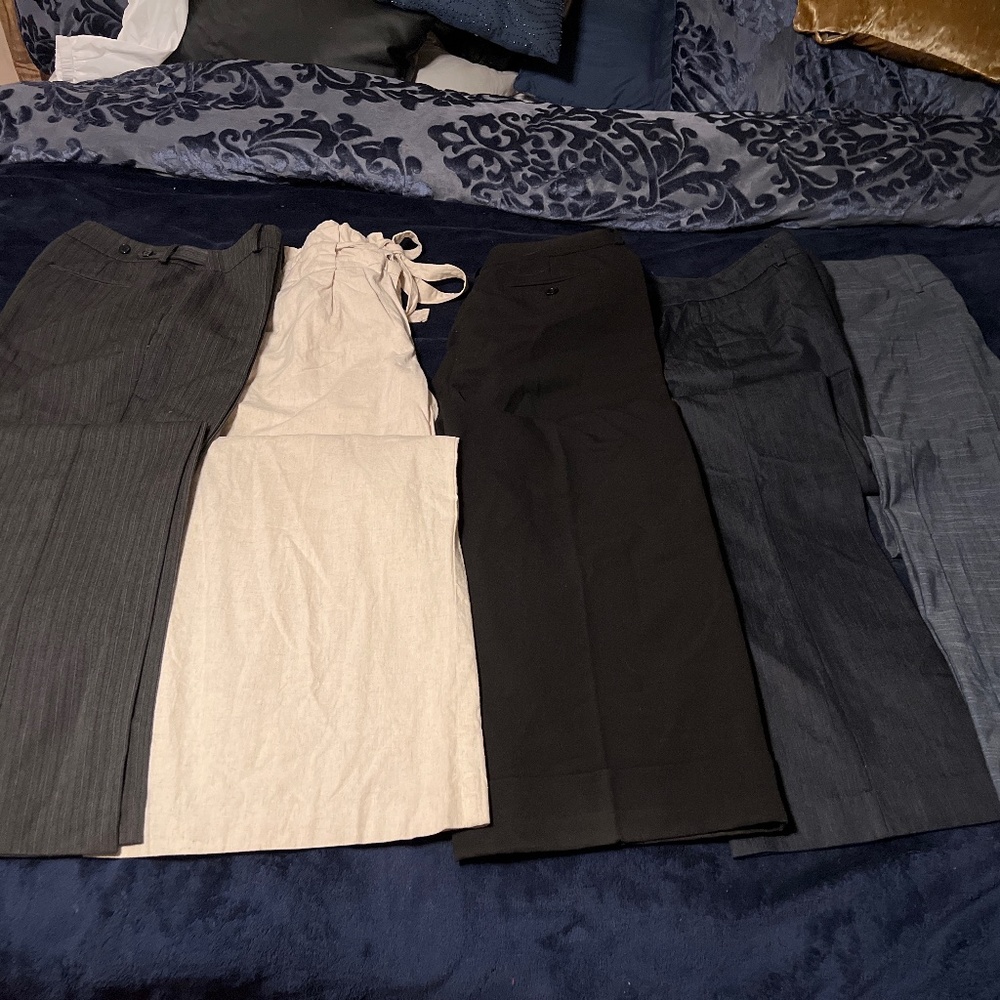 5 pair of New York and co 7th ave flair leg dress pants size 6 tall